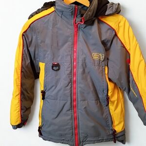 TOMA Boys Long Sleeve Zip Snap Insulated Winter Coat Medium 10/12 Yellow/Black